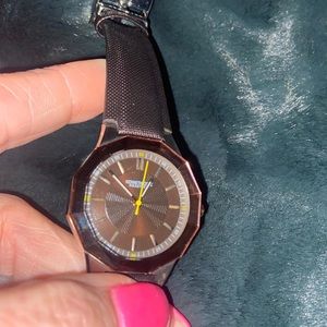 Kenneth Cole Reaction watch brown leather strap